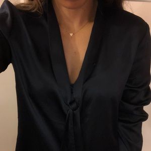 Brooks Brothers navy bow blouse